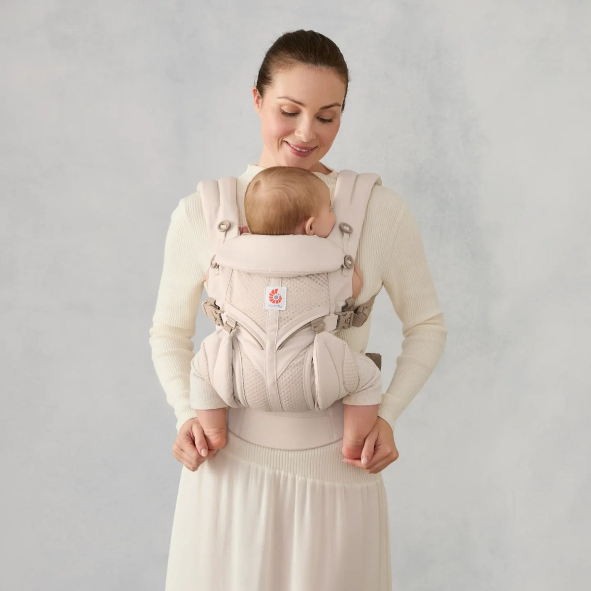Ergobaby Omni Classic Mesh Baby Carrier - Natural Beige - Four Carry Positions That Grow with Baby