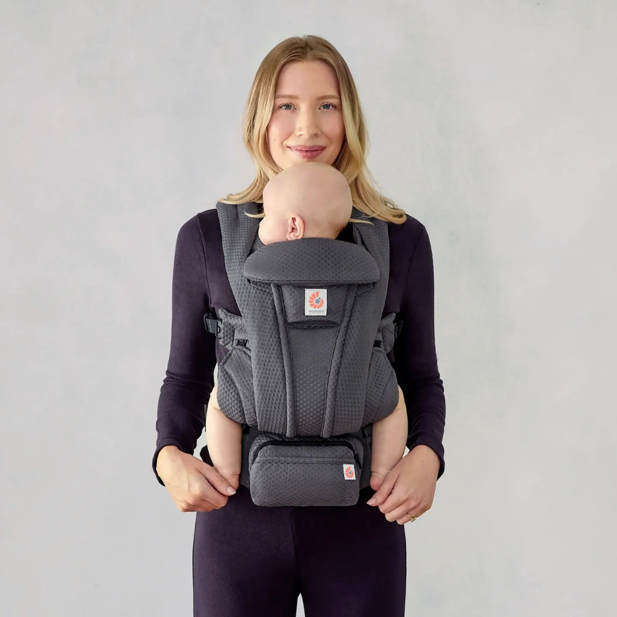 Ergobaby Omni Deluxe Mesh Baby Carrier - Graphite Grey - Four Carry Positions That Grow with Baby