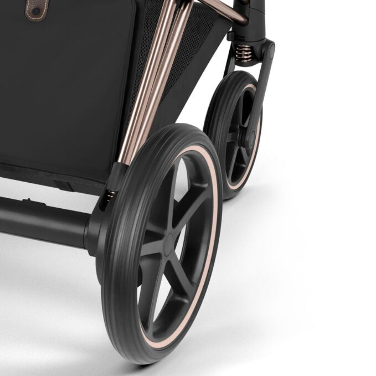 Cybex E-Priam Stroller - Comfort Collection Rose Gold/Brown Frame/ Sepia Black Lux Seat Pack