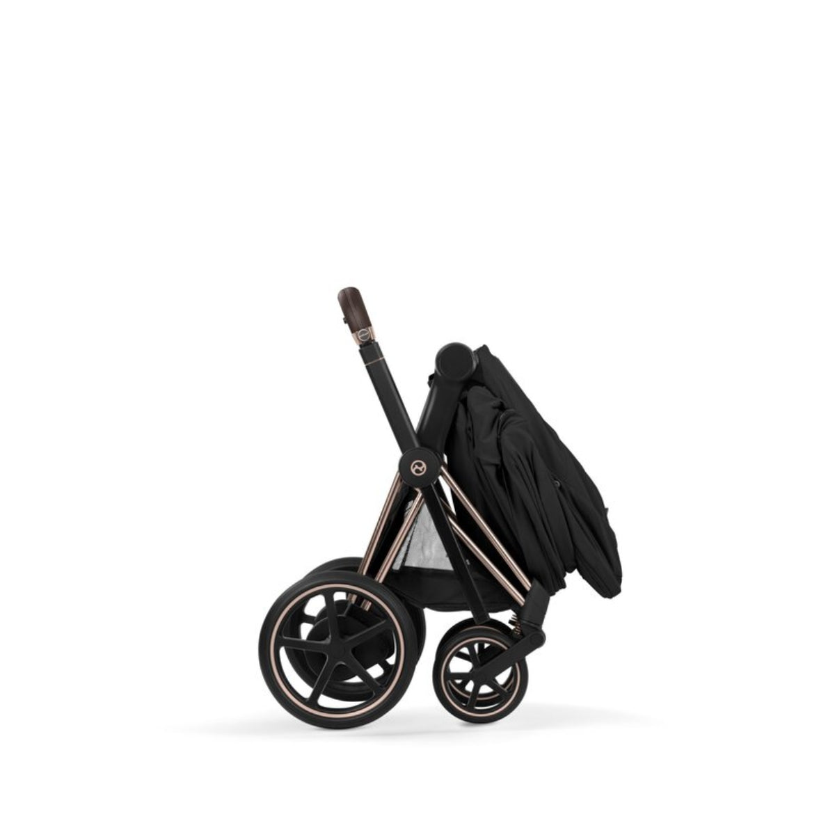 Cybex E-Priam Stroller - Comfort Collection Rose Gold/Brown Frame/ Sepia Black Lux Seat Pack on Luna Baby Store Miami