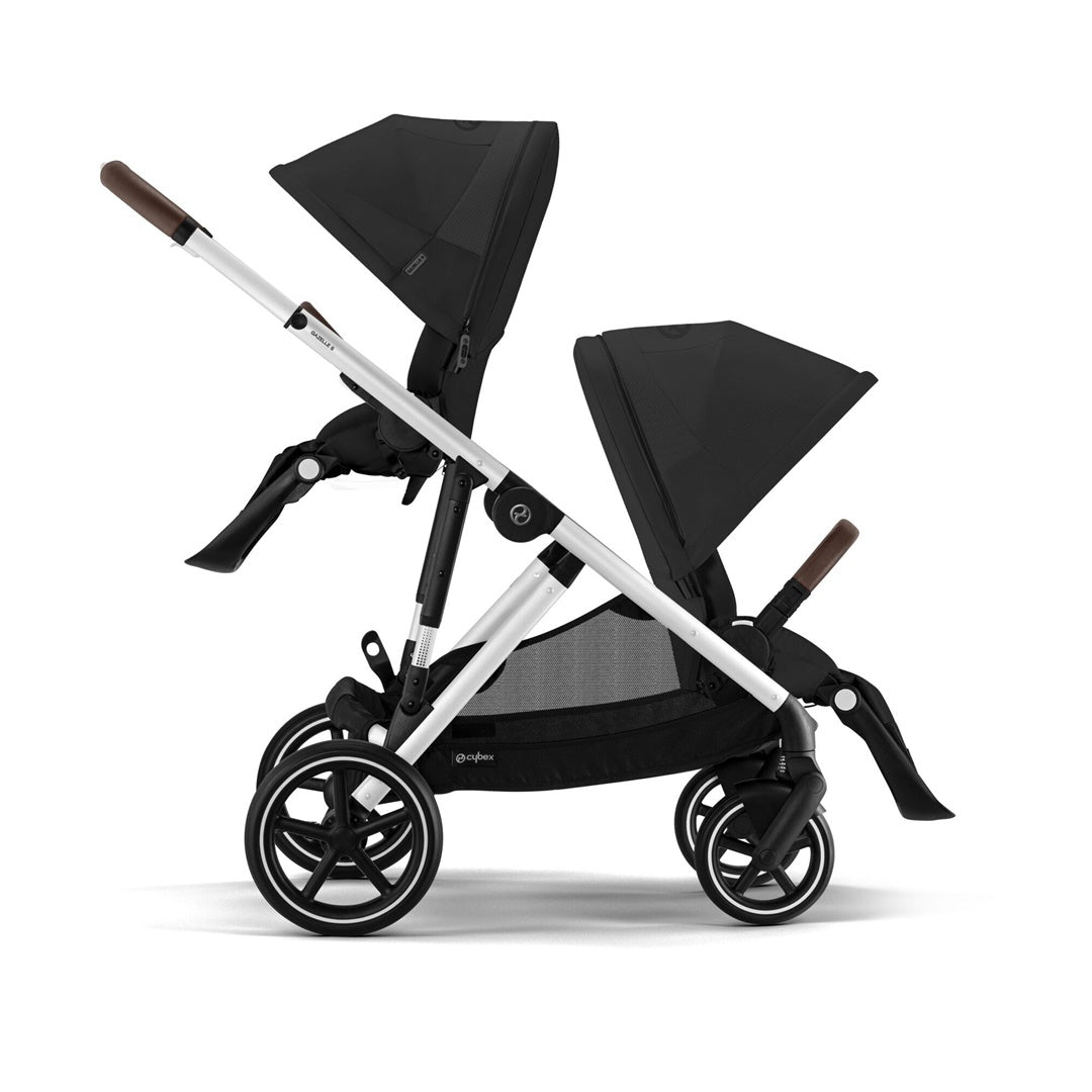 Cybex Gazelle S Single-to-Double Stroller - Silver Frame / Moon Black