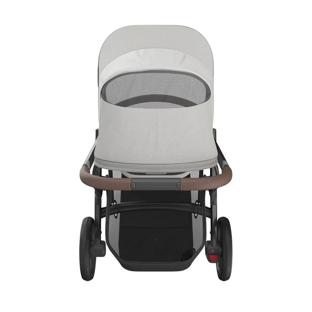 Uppababy  Vista V3 Stroller - Savannah Pearl Gray Jacquard/Carbon Frame/Chestnut Leather