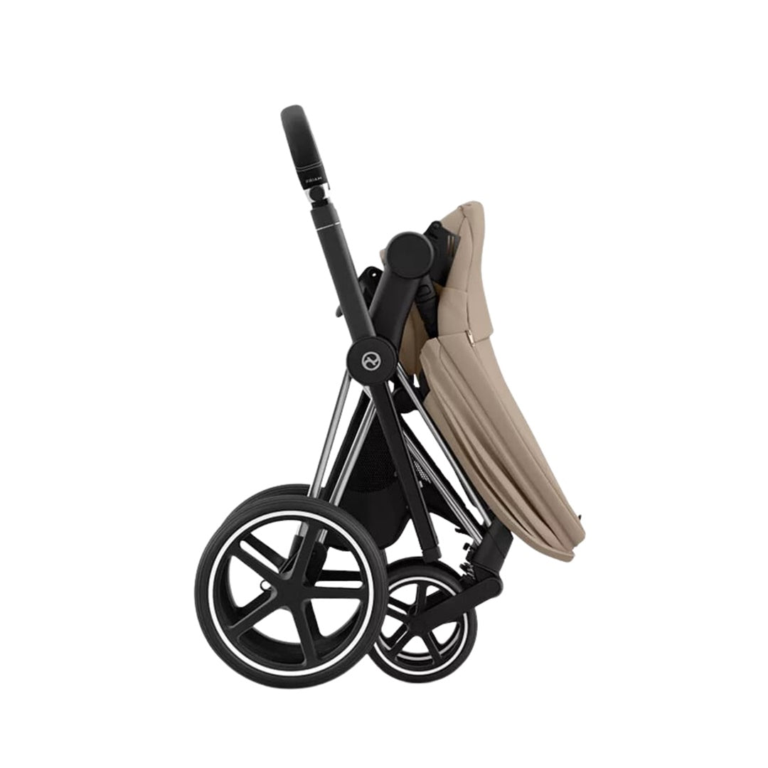 Cybex Priam 4 Stroller - Chrome Black / Cozy Beige - One Pull Harness System