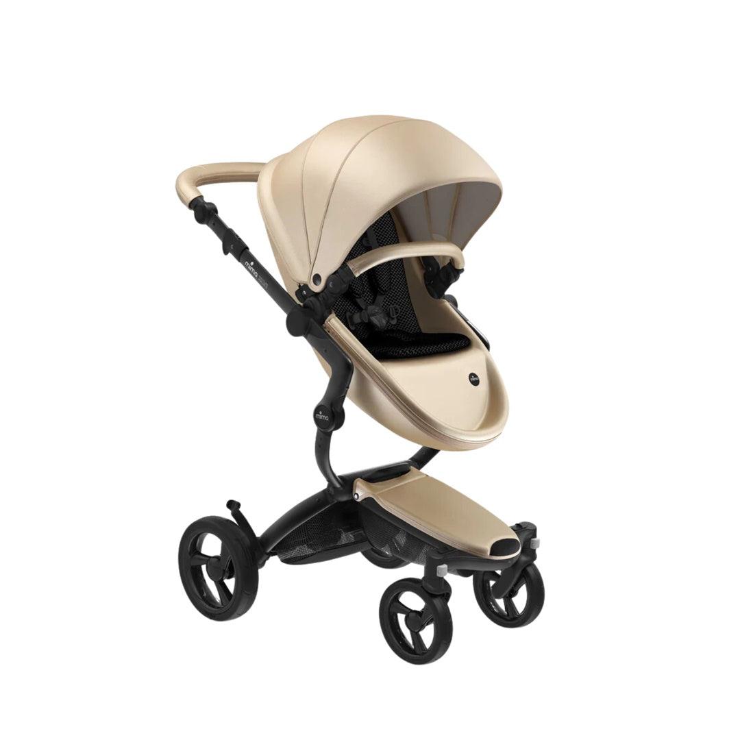 Carrinho de Bebê Mima Xari Champagne Com Estrutura & Assento Preto - Mima Babytunes