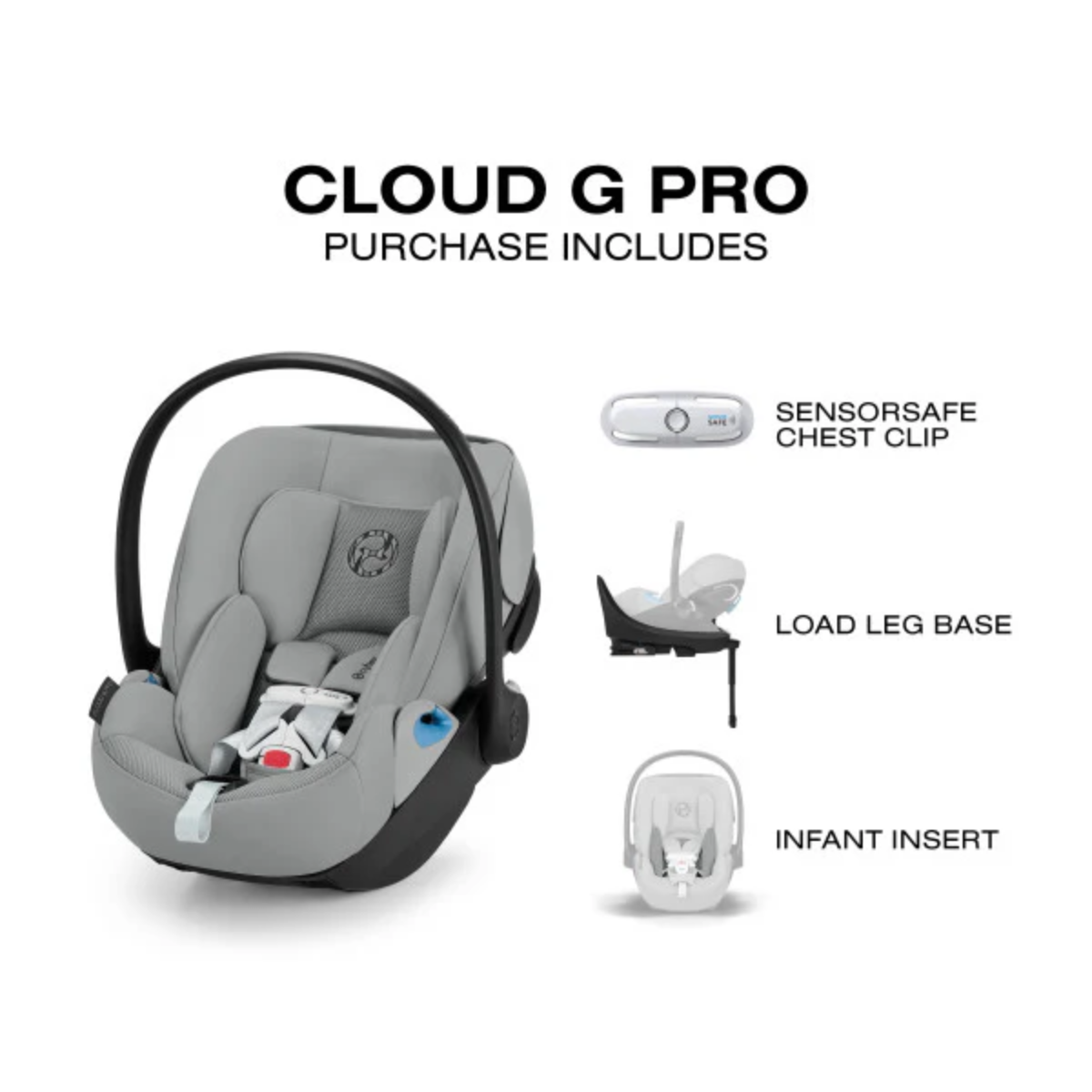 CYBEX Cloud G Pro Comfort Extend Infant Car Seat - Stone Grey