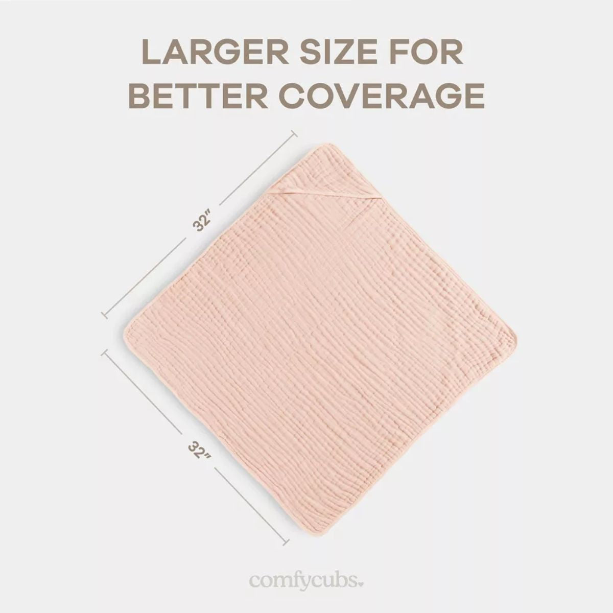 Comfy Cubs Hooded Baby Towel 2 pack 100% Muslin Cotton - Blush