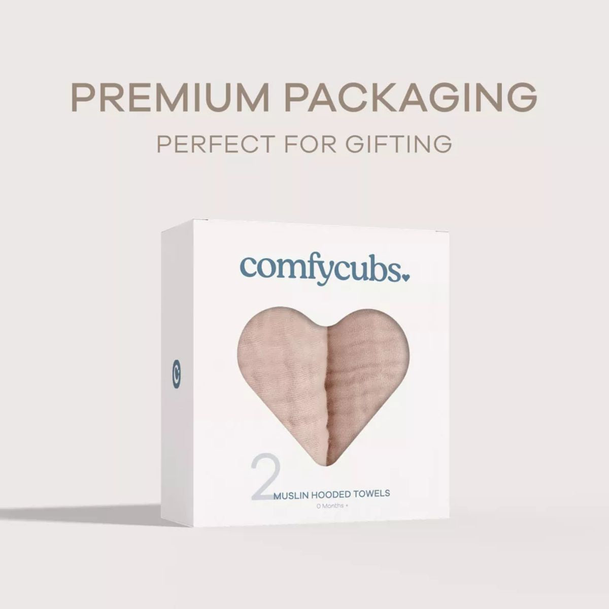 Comfy Cubs Hooded Baby Towel 2 pack 100% Muslin Cotton - Blush