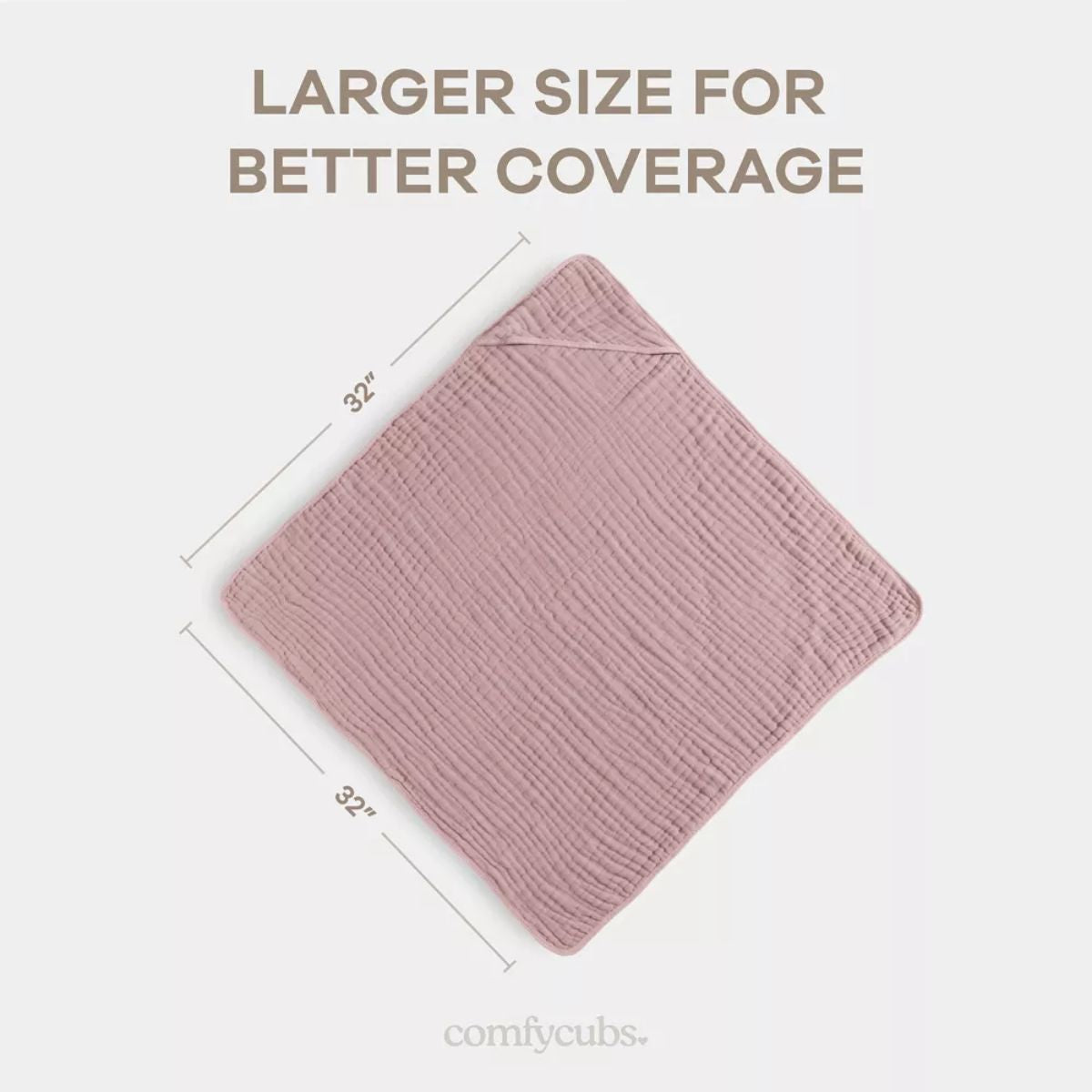 Comfy Cubs Hooded Baby Towel 2 pack 100% Muslin Cotton - Mauve