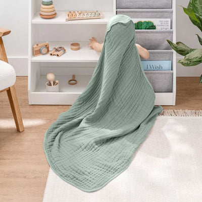 Comfy Cubs Hooded Baby Towel 2 pack 100% Muslin Cotton - Fern