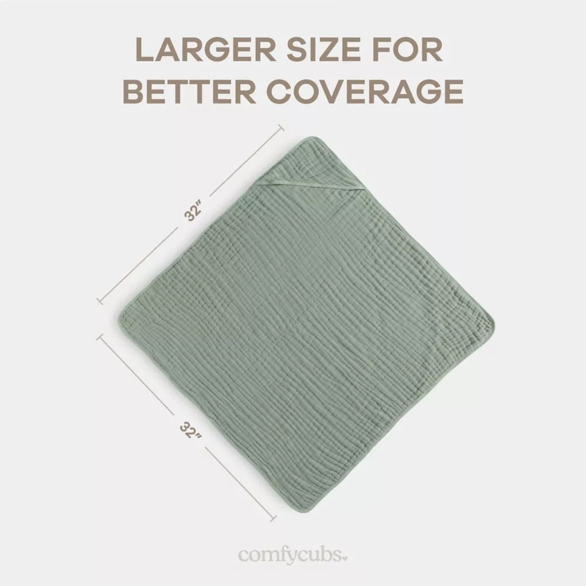 Comfy Cubs Hooded Baby Towel 2 pack 100% Muslin Cotton - Fern