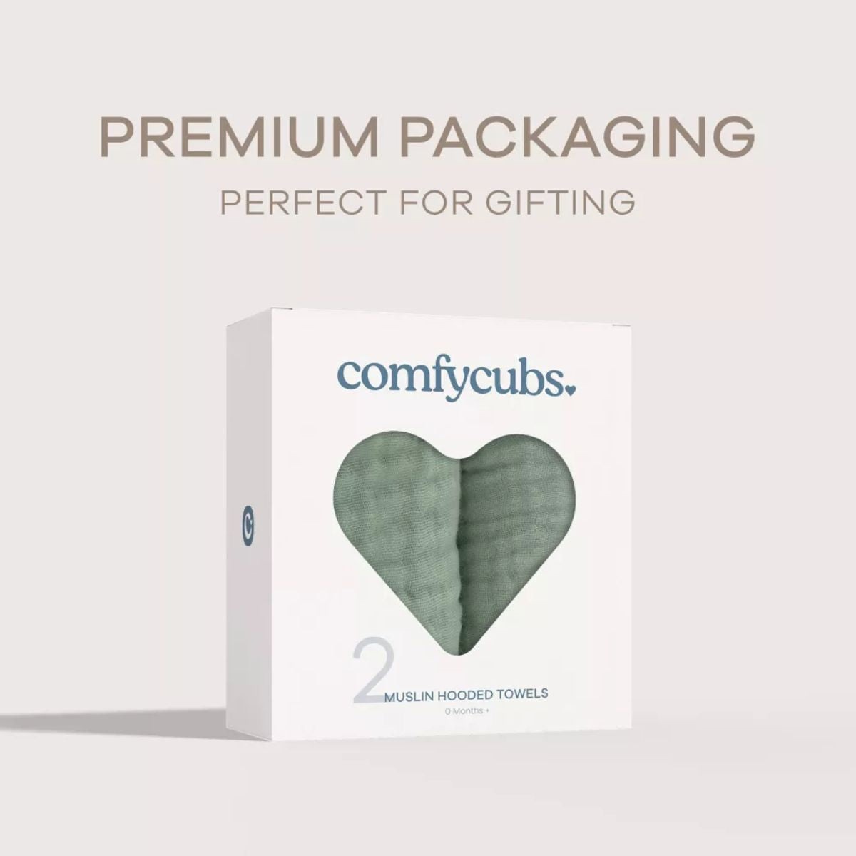 Comfy Cubs Hooded Baby Towel 2 pack 100% Muslin Cotton - Fern