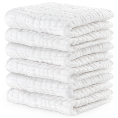 Comfy Cubs Muslin Baby Washcloths, Soft 10"x10" Cotton - White