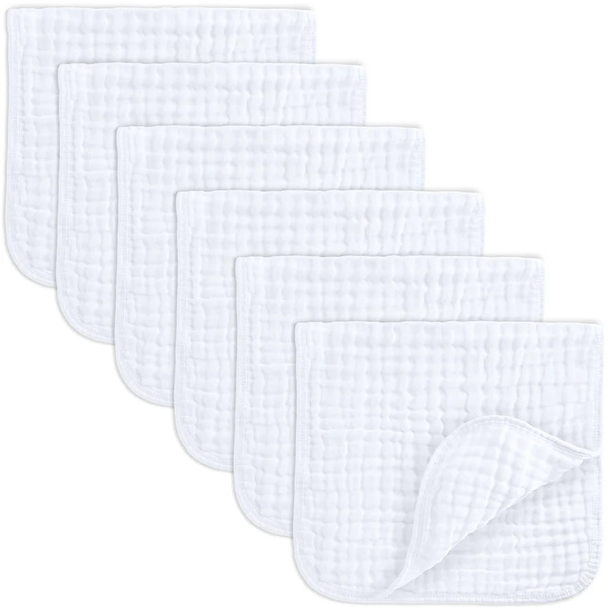 Comfy Cubs Muslin Burp Cloths Pack Of 6 - White