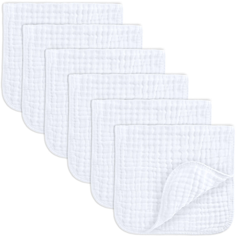 Comfy Cubs Muslin Burp Cloths Pack Of 6 - White