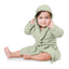 Comfy Cubs Muslin Hooded Baby Bath Robe 100% Cotton Sage - 6-12M on Luna Baby Store Miami