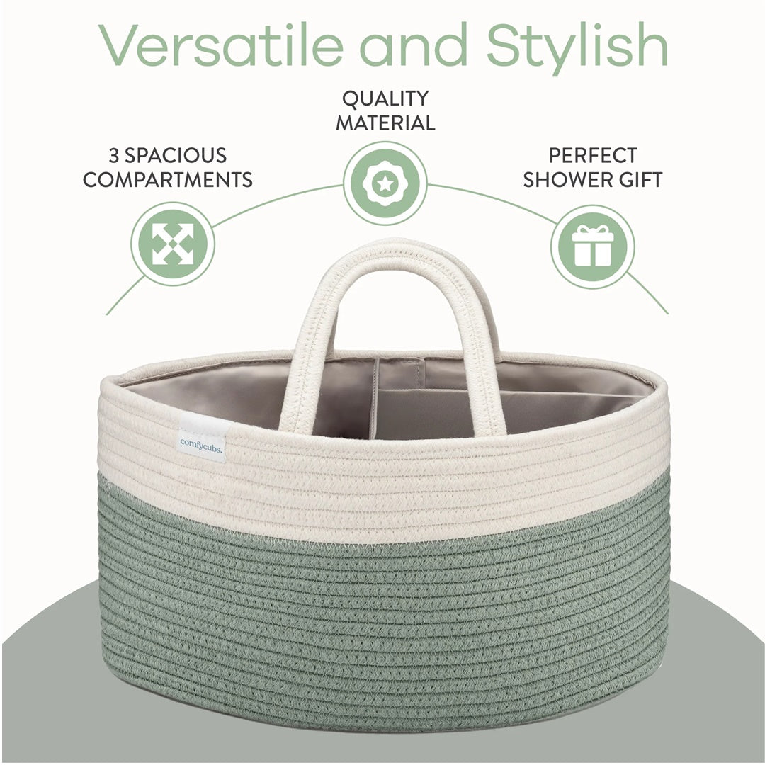 Comfy Cubs Rope Diaper Caddy - Sage