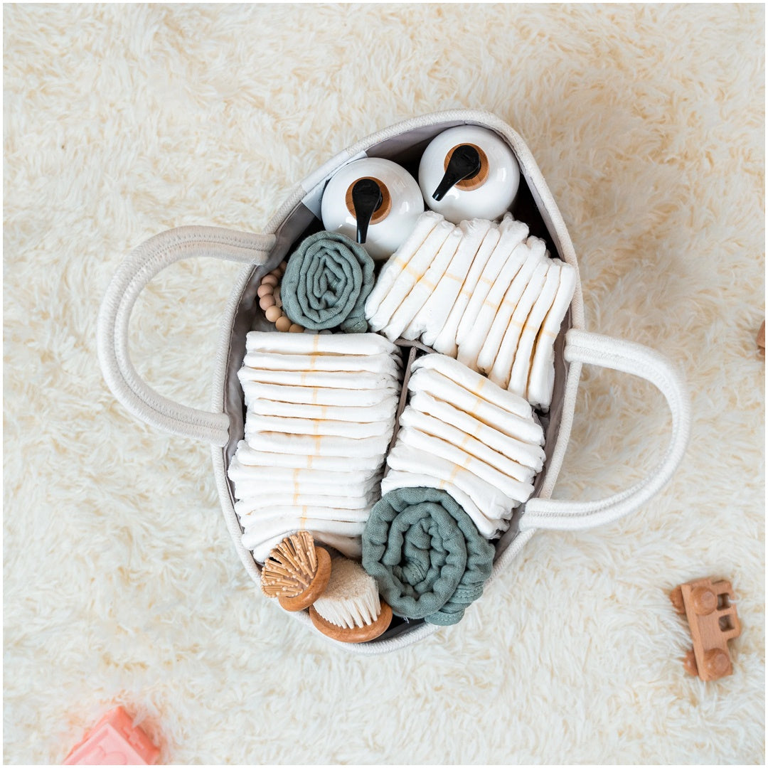 Comfy Cubs Rope Diaper Caddy - Sage - Spacious and Functional Organization