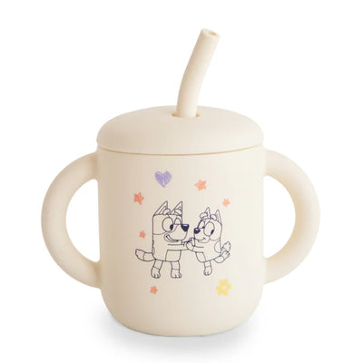 Mushie Silicone Training Cup + Straw Bluey Ivory
