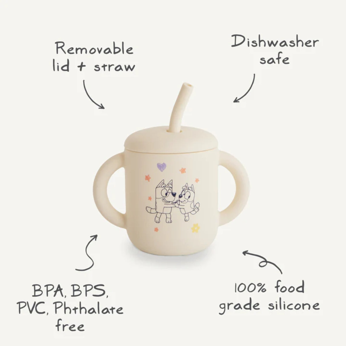 Mushie Silicone Training Cup + Straw Bluey Ivory