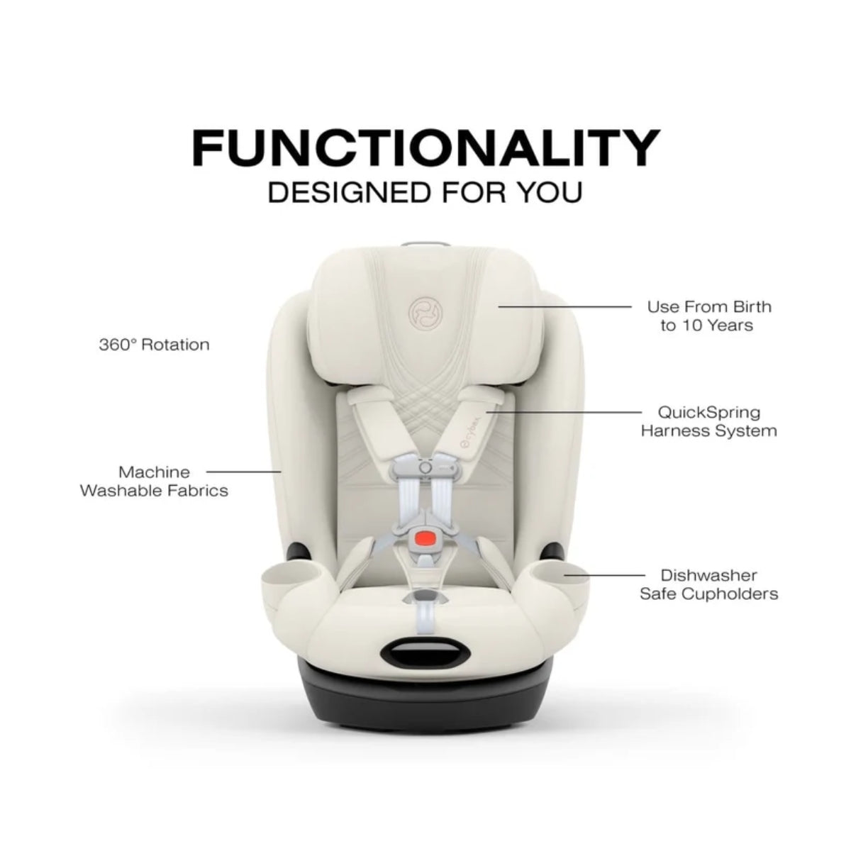 Cybex Callisto T 360 Rotating All-in-One Convertible Car Seat Off White on Luna Baby Store Miami