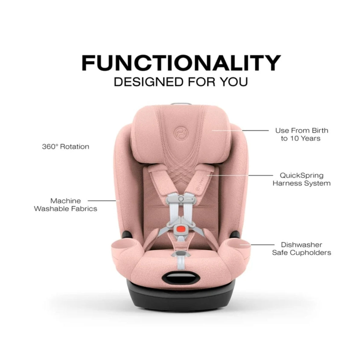 Cybex Callisto T 360 Rotating All-in-One Convertible Car Seat Peach Pink on Luna Baby Store Miami