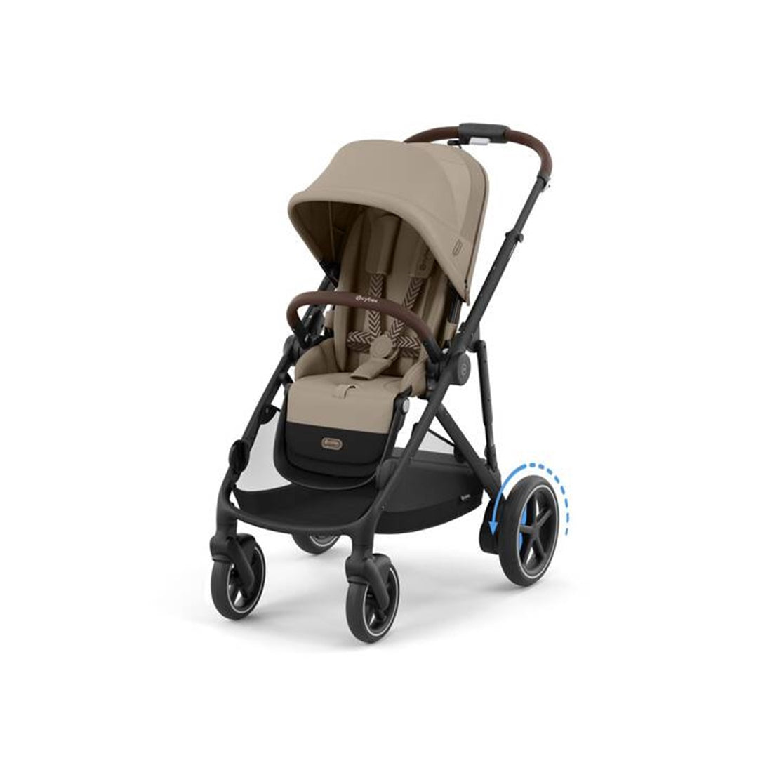 Cybex E - Gazelle S Stroller - Black Frame/ Almond Beige Seat