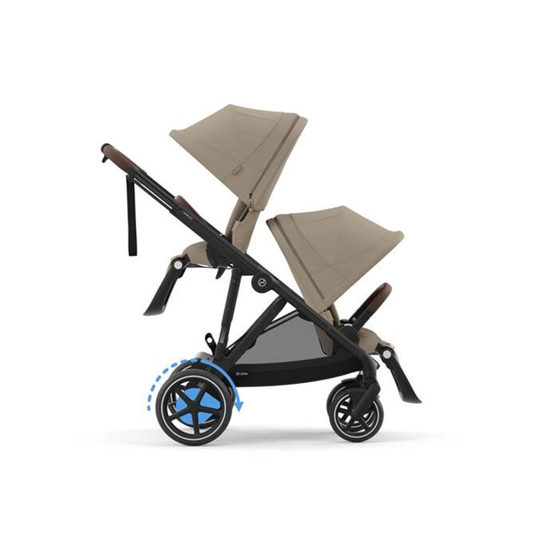 Cybex E - Gazelle S Stroller - Black Frame/ Almond Beige Seat