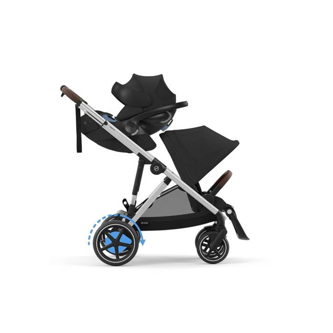 Cybex E - Gazelle S Stroller - Silver Frame/ Moon Black Seat