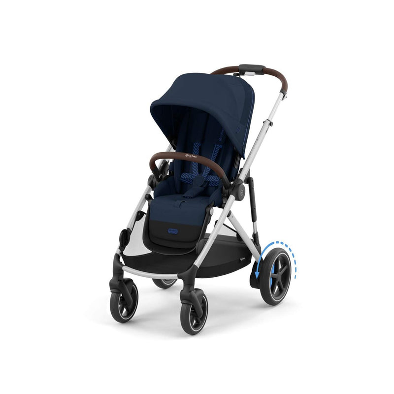 Cybex E - Gazelle S Stroller - Silver Frame/ Ocean Blue Seat