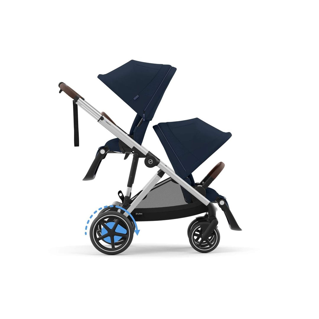Cybex E - Gazelle S Stroller - Silver Frame/ Ocean Blue Seat - 20 Plus Configurations