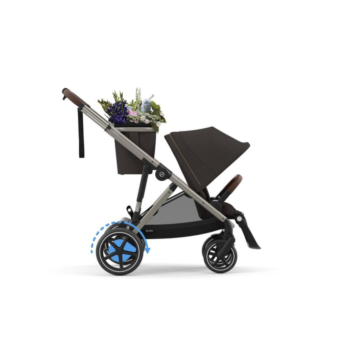 Cybex E - Gazelle S Stroller - Taupe Frame/ Chocolate Brown on Luna Baby Store Miami