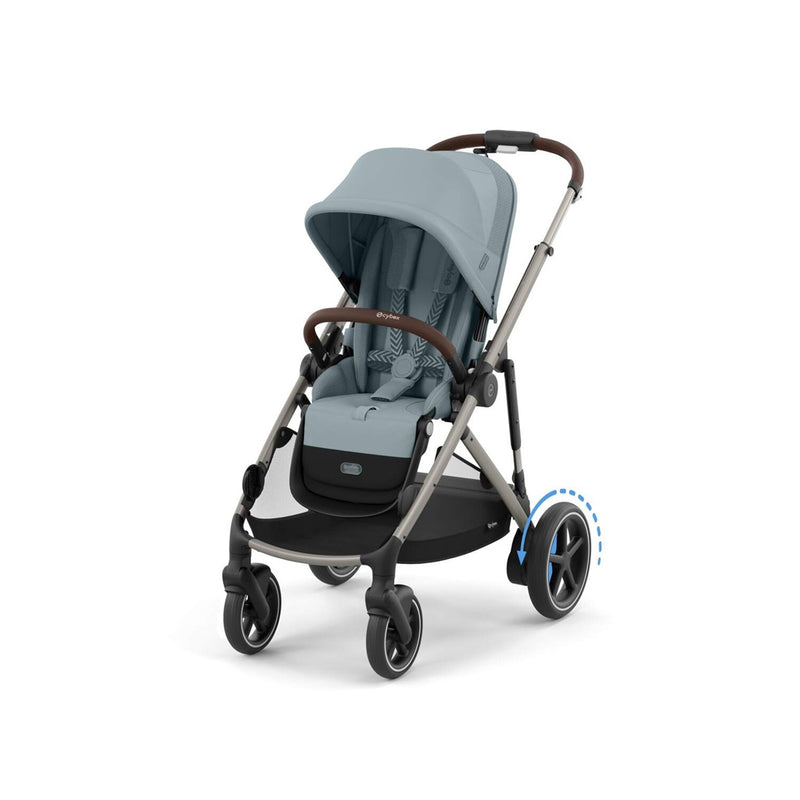 Cybex E - Gazelle S Stroller - Taupe Frame/ Stormy Blue Seat