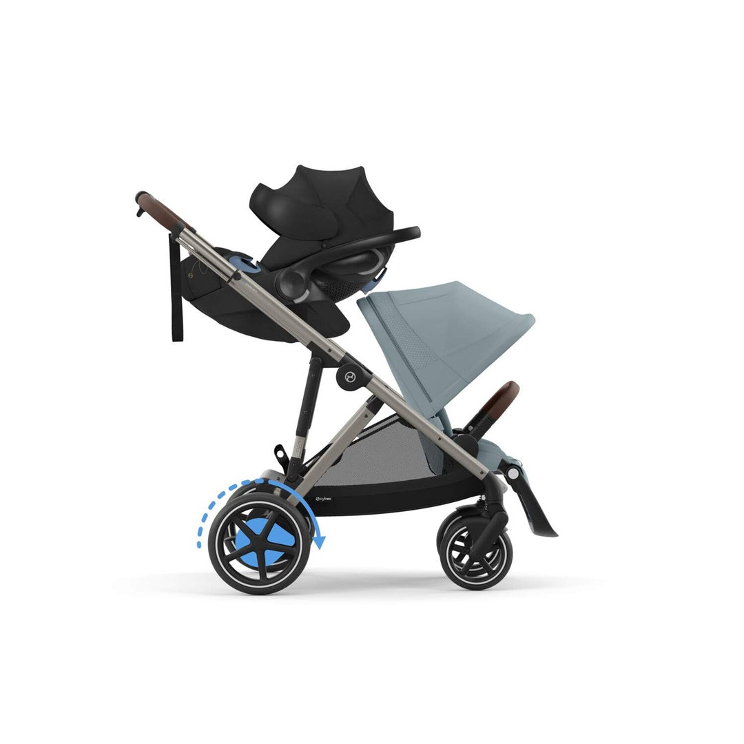 Cybex E - Gazelle S Stroller - Taupe Frame/ Stormy Blue Seat