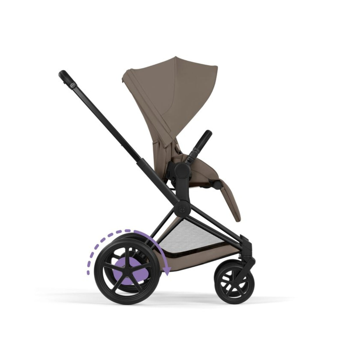 Cybex E-Priam Stroller - Comfort Collection Matte Black Frame/Coconut Brown Lux Seat