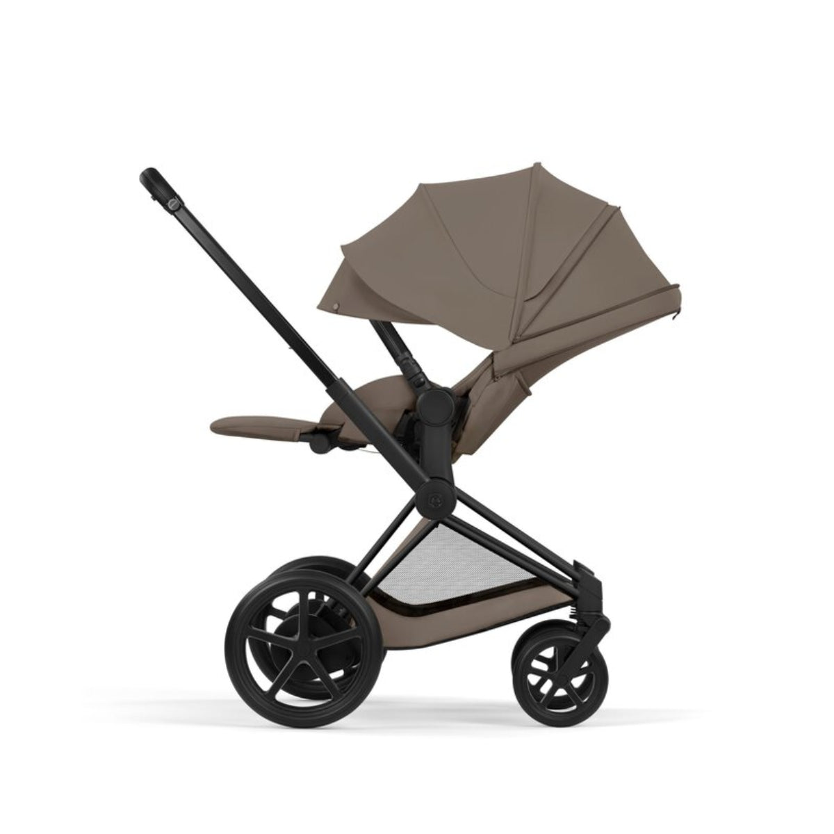Cybex E-Priam Stroller - Comfort Collection Matte Black Frame/Coconut Brown Lux Seat
