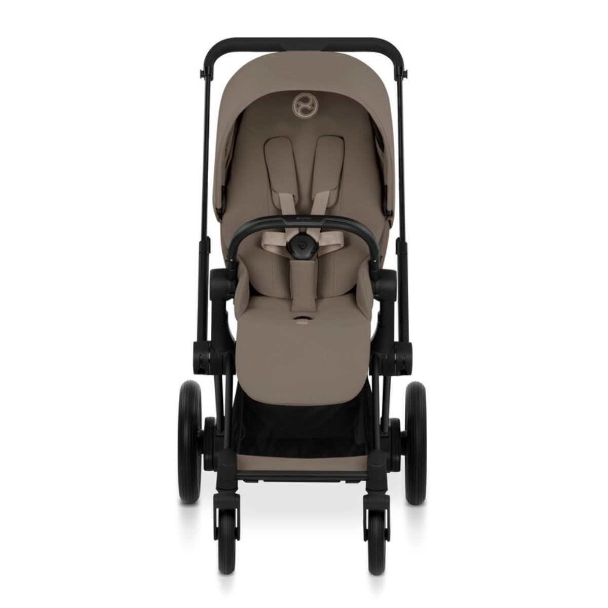 Cybex E-Priam Stroller - Comfort Collection Matte Black Frame/Coconut Brown Lux Seat on Luna Baby Store Miami