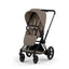 Cybex E-Priam Stroller - Comfort Collection Matte Black Frame/Coconut Brown Lux Seat on Luna Baby Store Miami