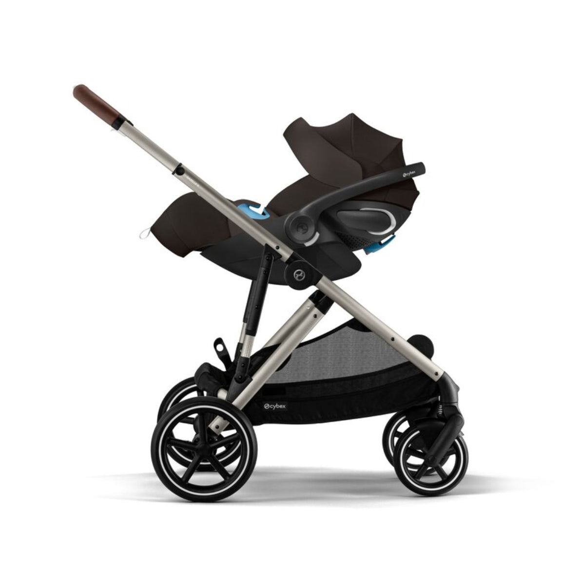 Cybex Gazelle S Single-to-Double Stroller - Taupe Frame / Chocolate Brown