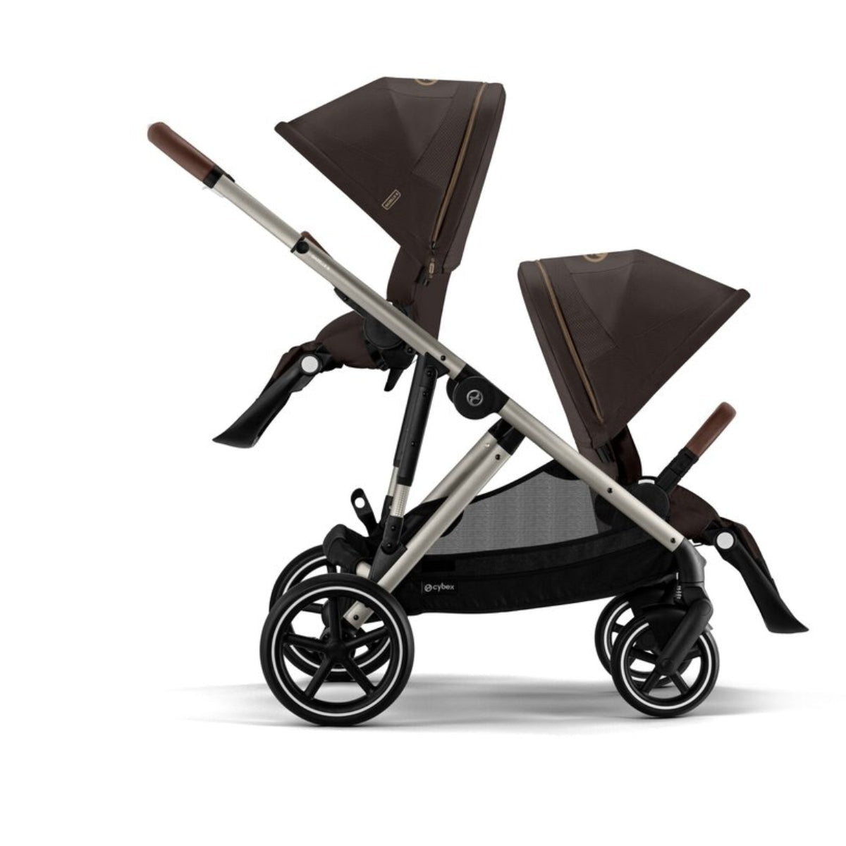 Cybex Gazelle S Single-to-Double Stroller - Taupe Frame / Chocolate Brown