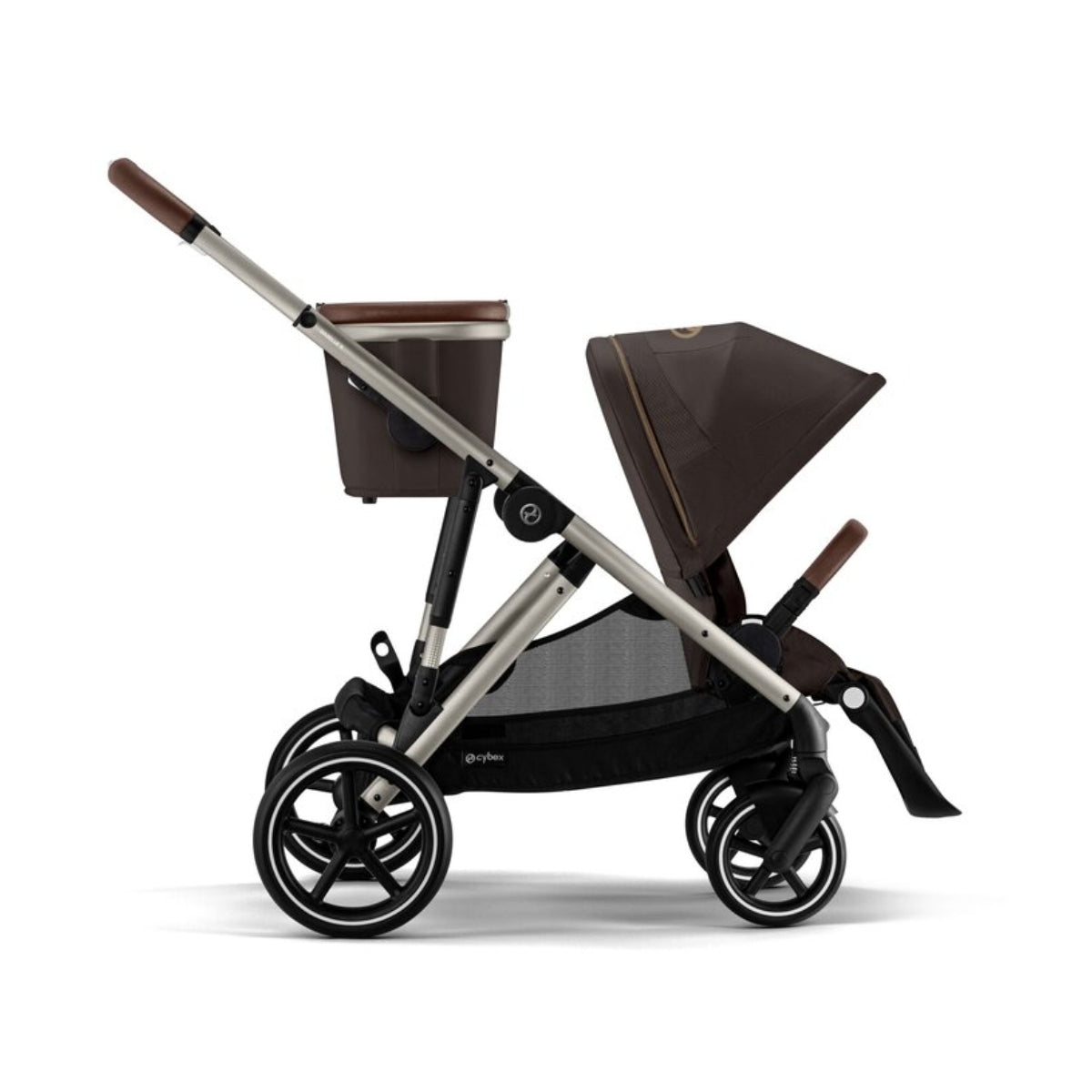 Cybex Gazelle S Single-to-Double Stroller - Taupe Frame / Chocolate Brown on Luna Baby Store Miami