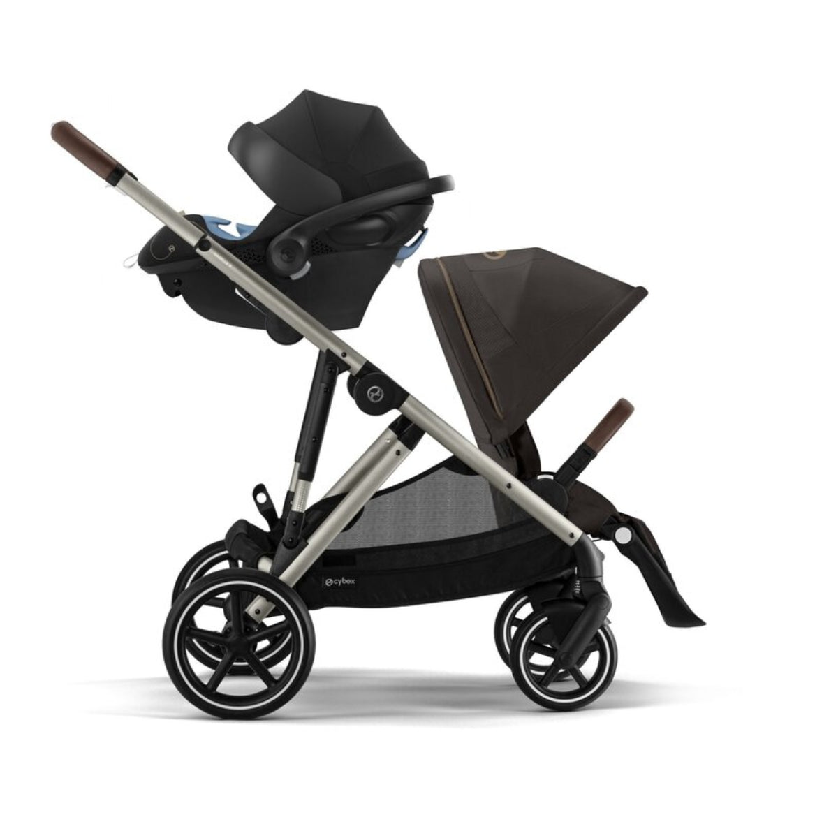 Cybex Gazelle S Single-to-Double Stroller - Taupe Frame / Moon Black on Luna Baby Store Miami