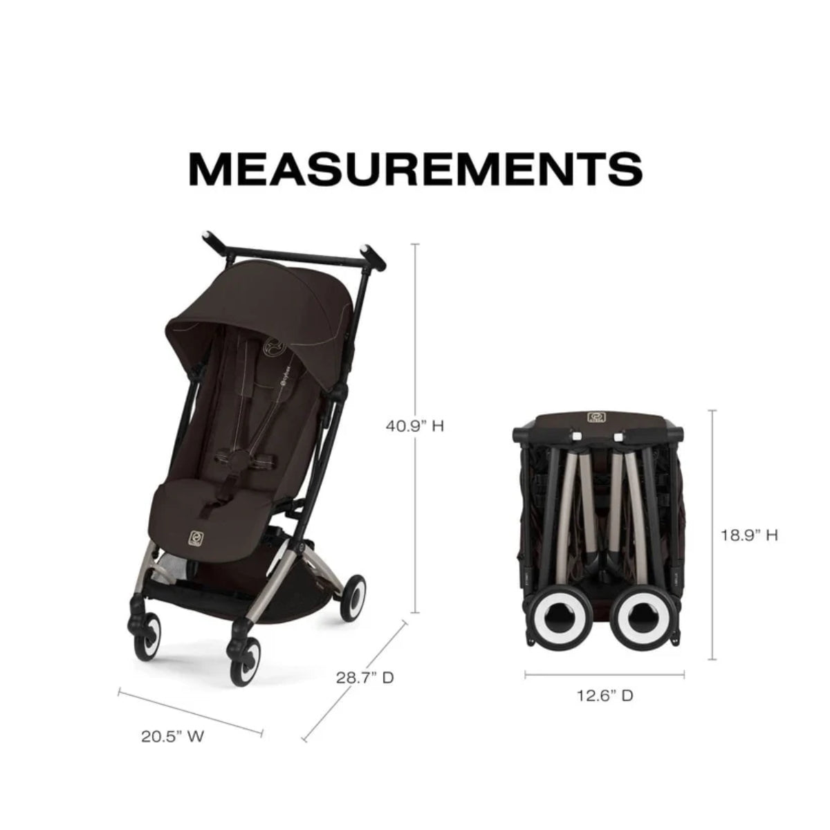Cybex Libelle Ultra Compact Stroller - Taupe Frame/Chocolate Brown