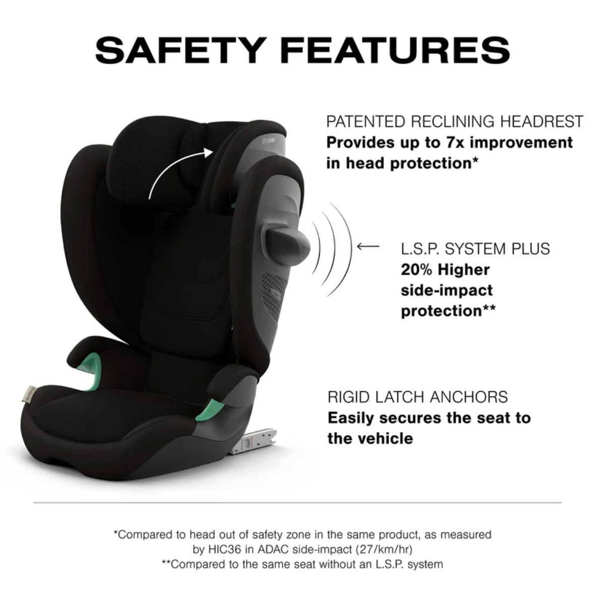 Cybex Solution G2 Folding Travel High-Back Booster - Moon Black - Advanced Head Protection