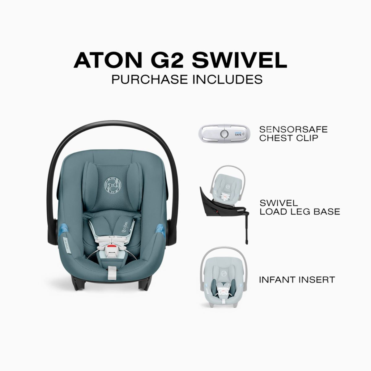 Cybex Aton G2 Swivel with Load Leg Base - Stormy Blue