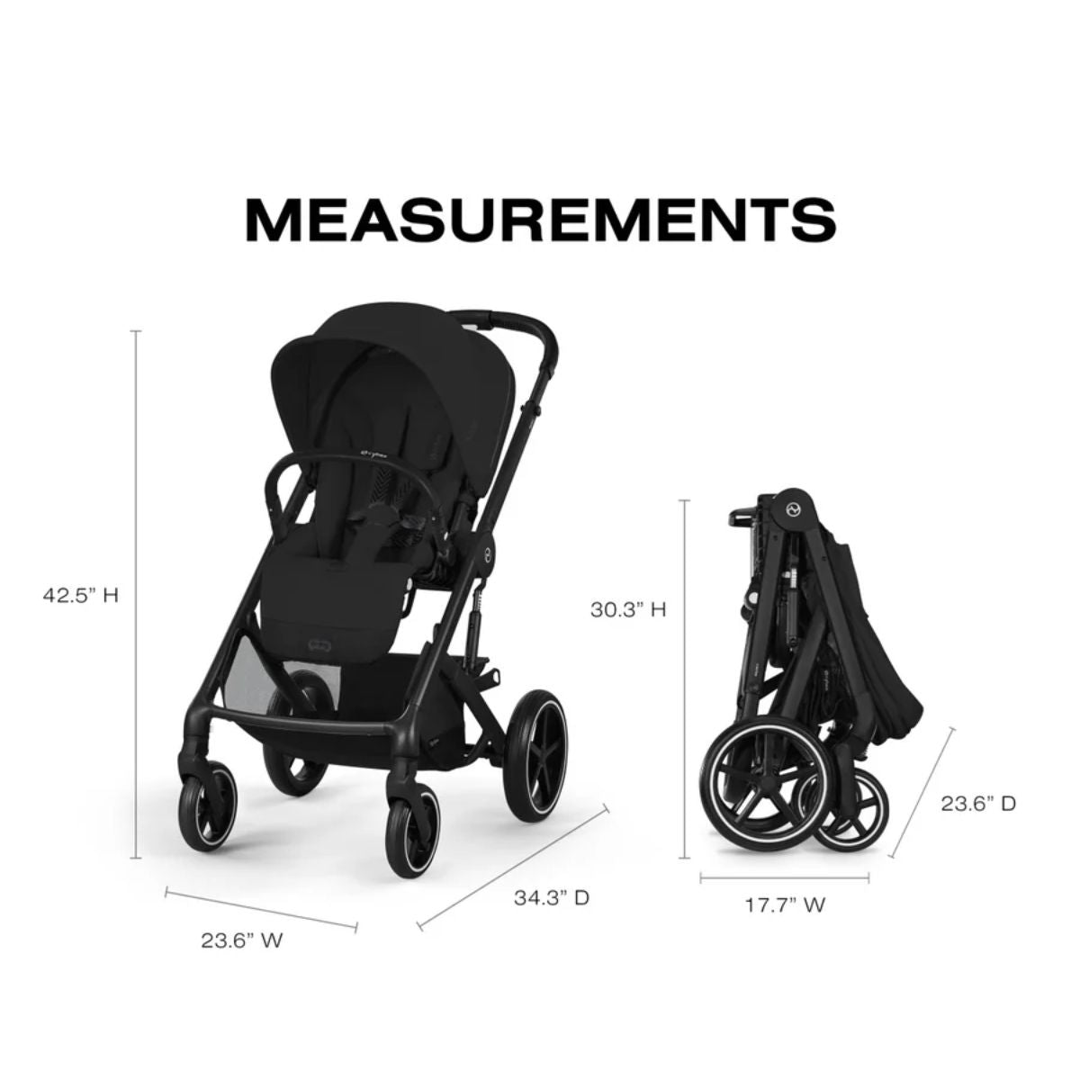 Cybex Balios S Lux Stroller - Black Frame / Moon Black on Luna Baby Store Miami