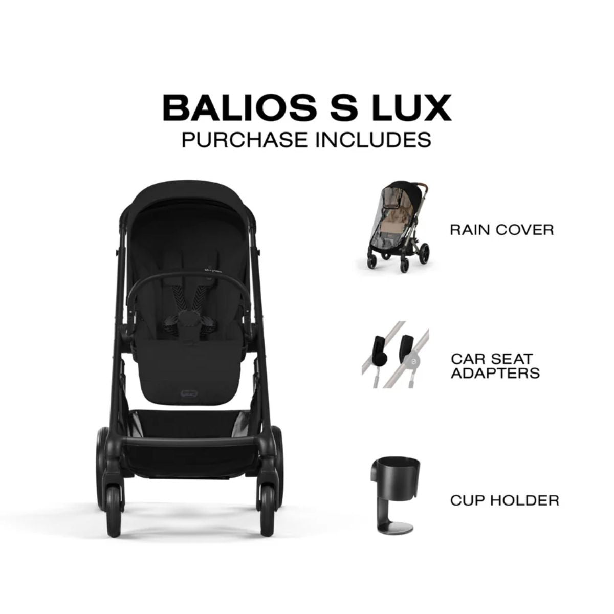 Cybex Balios S Lux Stroller - Black Frame / Moon Black on Luna Baby Store Miami