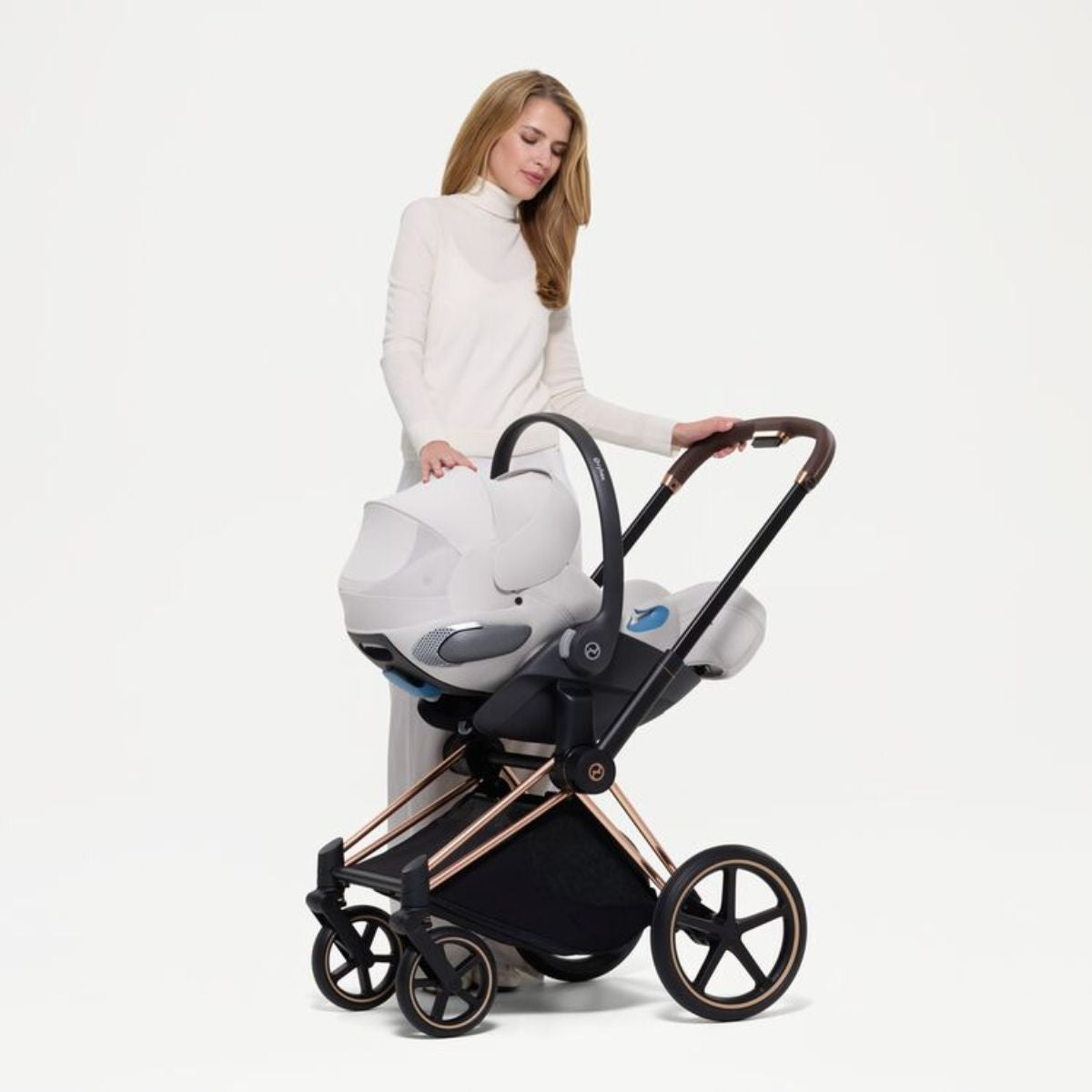 Cybex Cloud T Comfort Extend Infant Car Seat with SensorSafe Off White