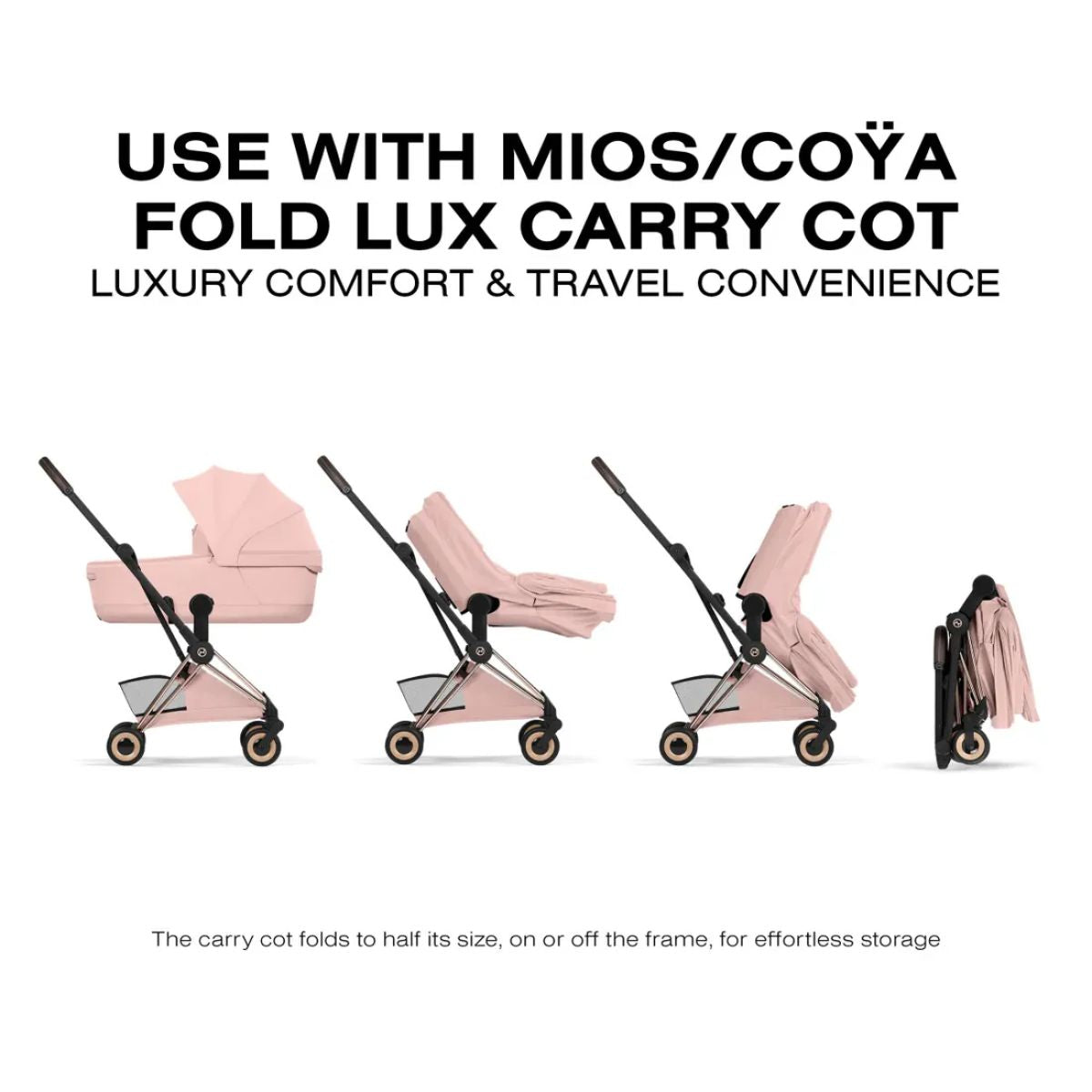 Cybex Coya Stroller (2026) - Style Collection - Rose Gold Frame / Peach Pink Lux Seat on Luna Baby Store Miami
