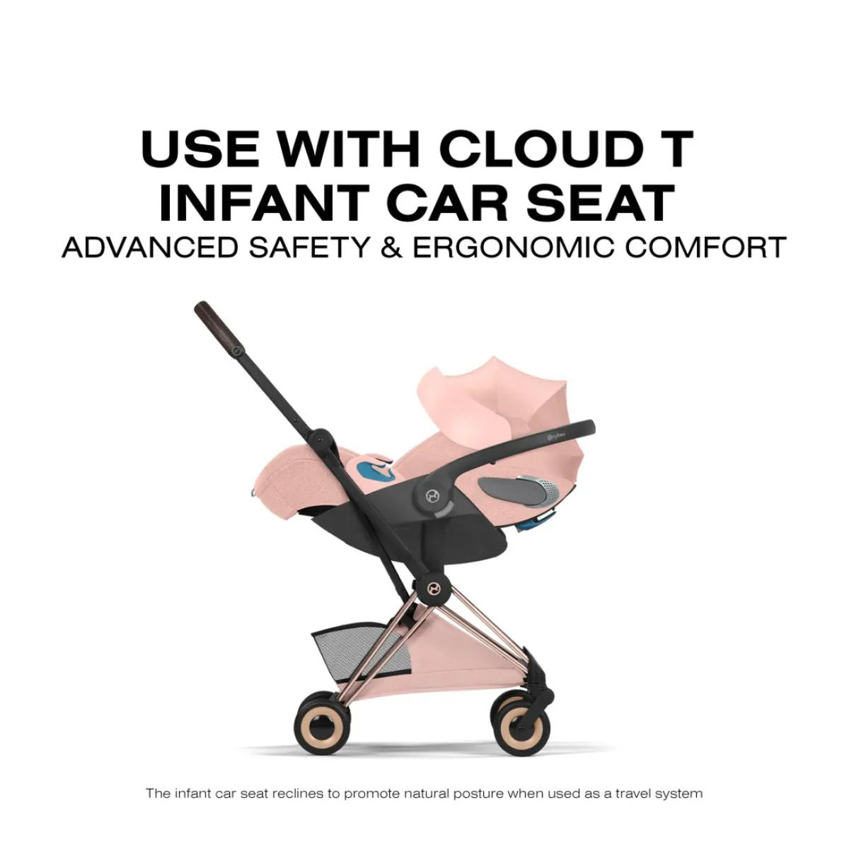 Cybex Coya Stroller (2026) - Style Collection - Rose Gold Frame / Peach Pink Lux Seat on Luna Baby Store Miami