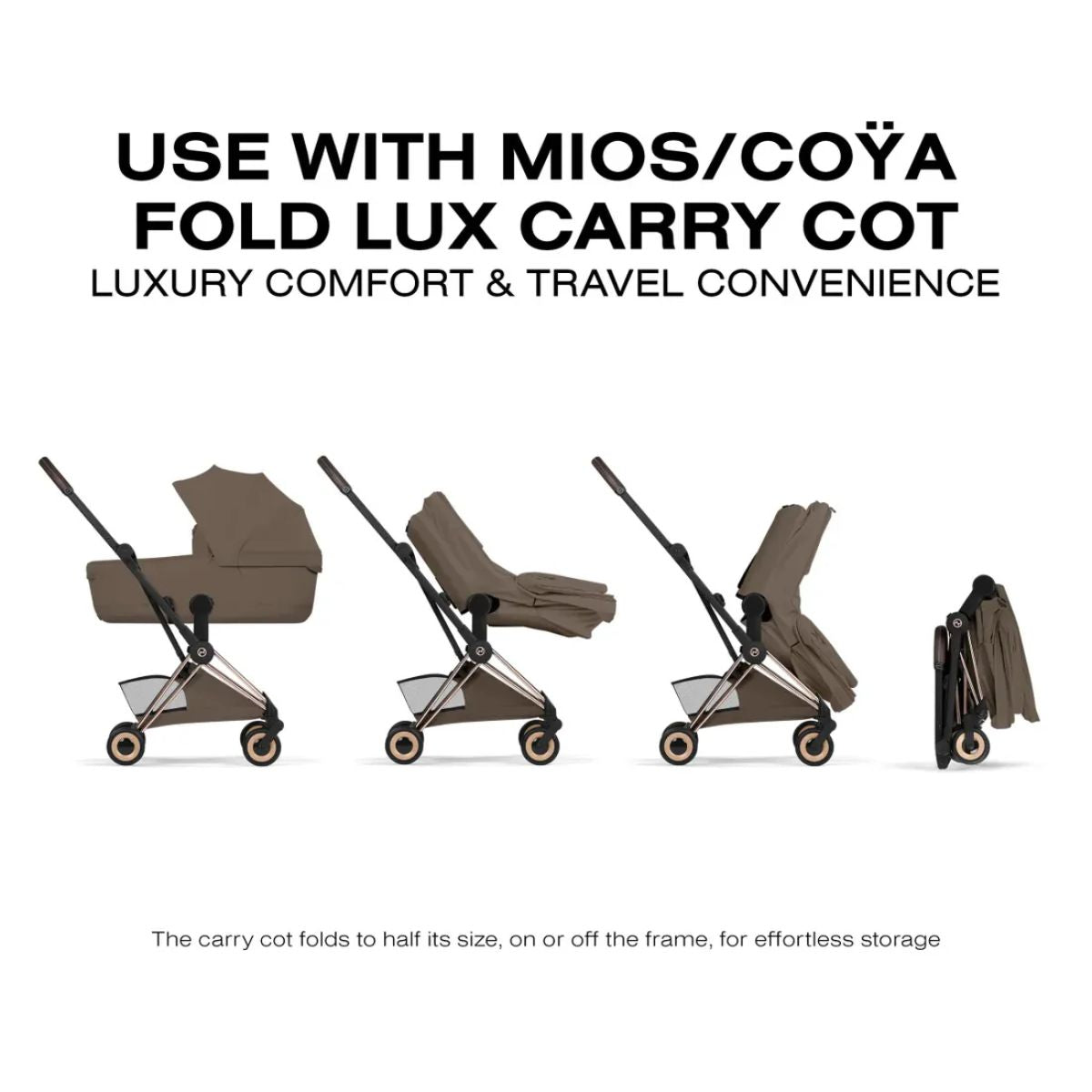 Cybex Coya Stroller (2026) - Style Collection - Rose Gold Frame / Coconut Brown Lux Seat on Luna Baby Store Miami